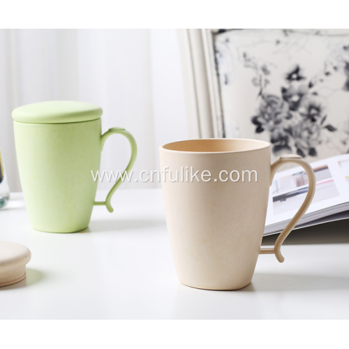 Reusable Bamboo Fiber Plastic Drinking Cup with Lids